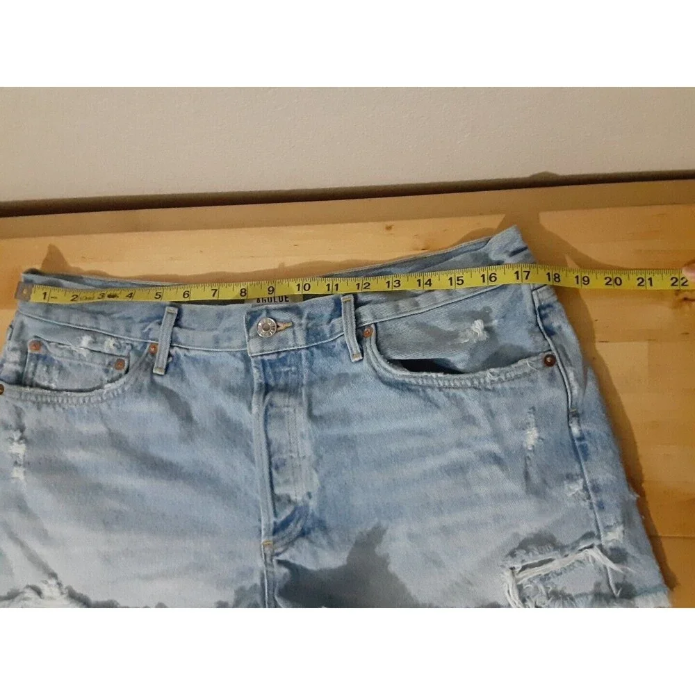 Agolde Parker Long Denim Fray Cutoff Shorts Women's 32x5 Light Blue A9010-811